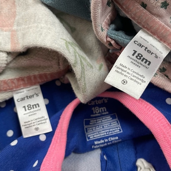 Carter's 18 Months Fleece Hooded Rompers Shorts Romper Fox Whale Pastel Forest - Picture 7 of 7